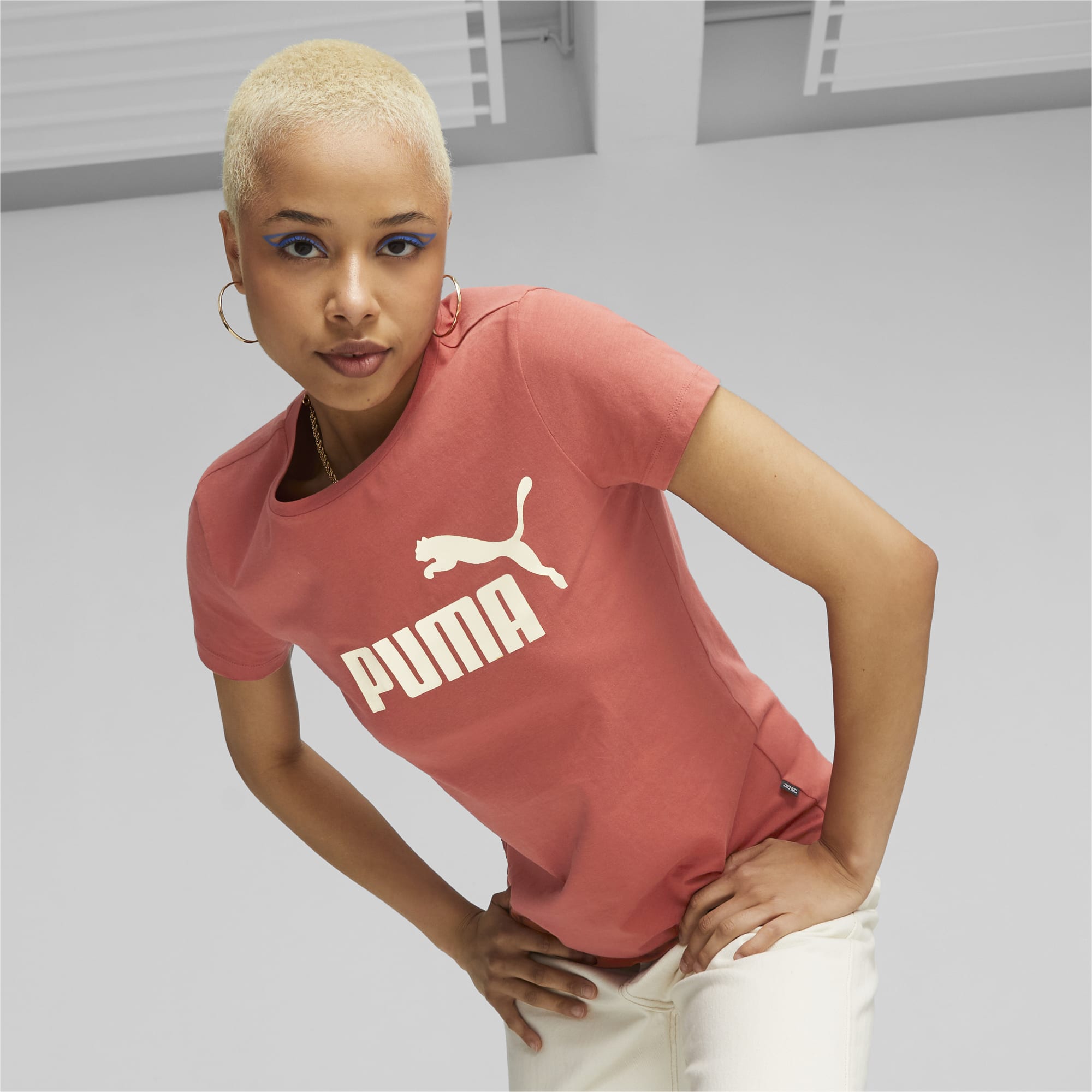 Essentials Metallic Logo Women s Tee PUMA Shop All Puma PUMA
